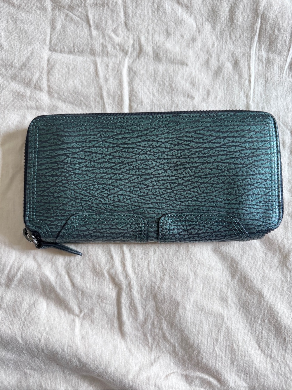 3.1 Phillip Lim Textured Dark Teal Card Wallet